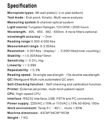 Analisador bom de Elisa Reader Machine Clinical Chemistry do laboratório 96 com impressora SK202